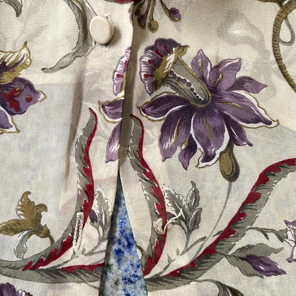 GLORIA SACHS Vintage Silky Sheer Floral Blouse with Scarf - Picture 10 of 10